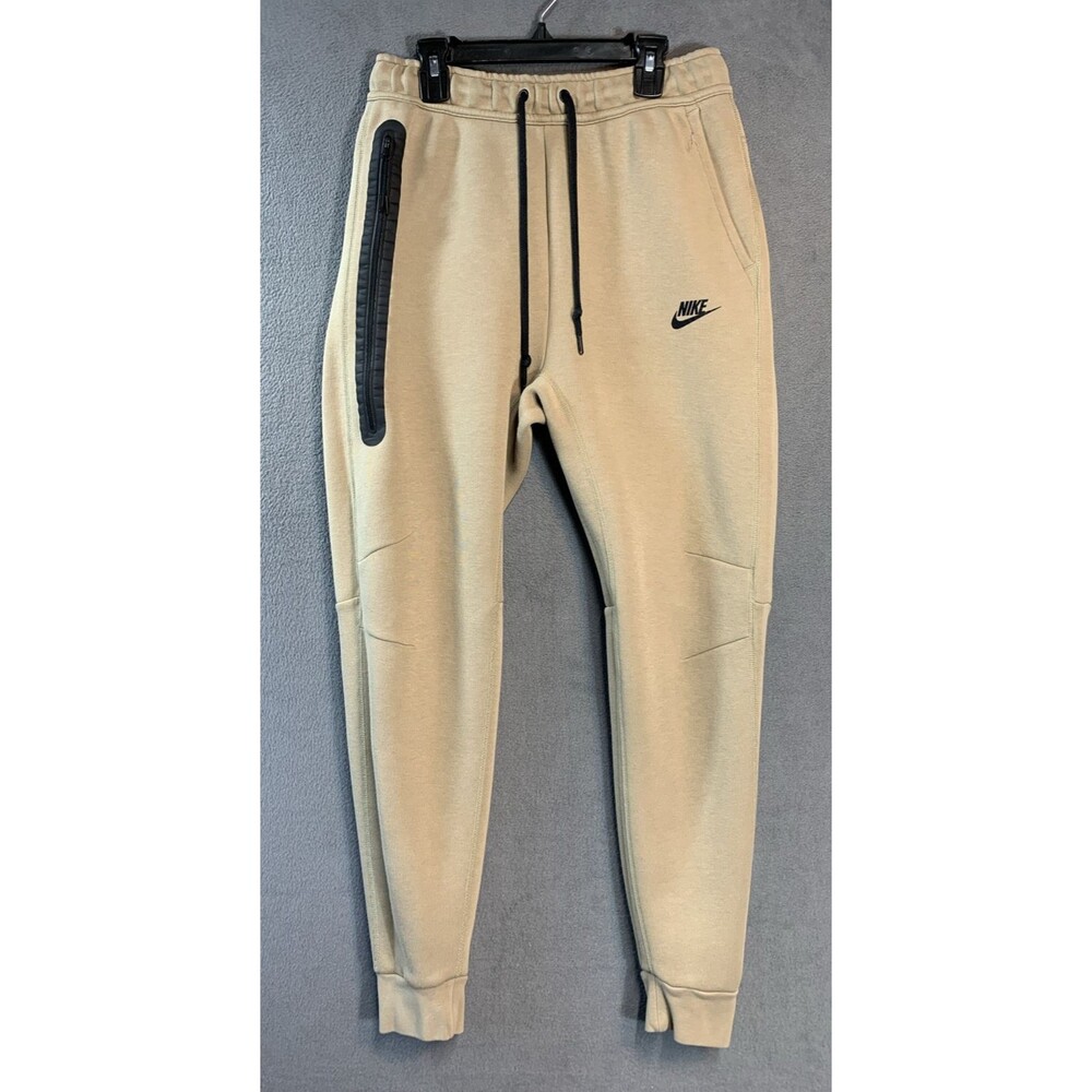 Nike Men's Beige tech fleece Jogger Size Small Zip Pocket FB8002-247